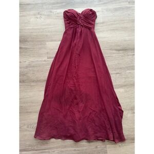 Bill Levkoff Maroon Floor Length Strapless Bridesmaid Prom Wedding Guest Dress